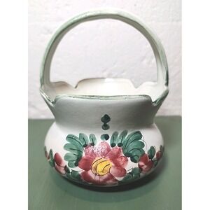 Vintage hand-painted Italian ceramic basket planter Designed for FTD